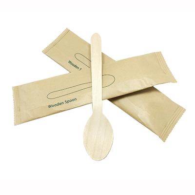 China 2020 Hot Sale Disposable Biodegradable Upscale Individual Pack Wooden Spoon for sale