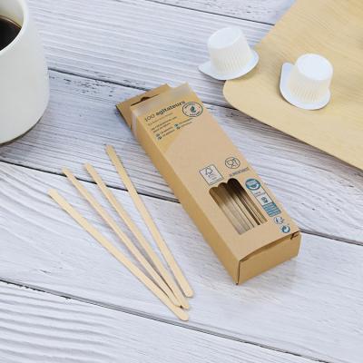 China New Design Custom Disposable Wood Stirrer Minimalist Packaging Flat Bamboo Coffee Stick for sale