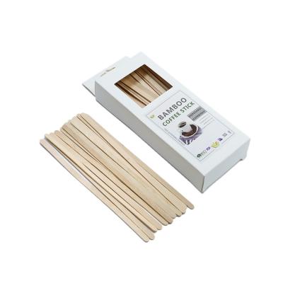 China Minimalist Disposable Small Stir Stick Eco Coffee Stirrer Wooden Bamboo Paper Box Package for sale