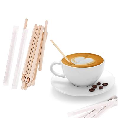 China Sustainable High Quality 100% Natural Wooden Coffee Stirrer, Logo Coffee Stir Disposable Branding Stick With Customize Size for sale