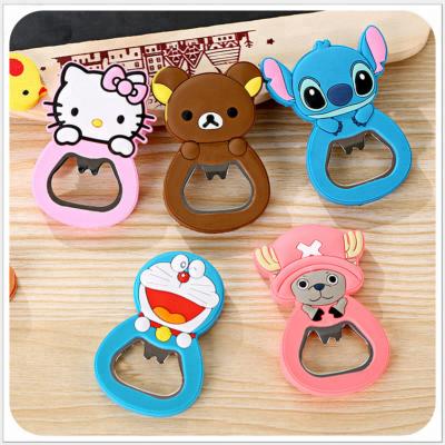 China Practical Creative Home Decoration Bottle Opener Cartoon 3D Silicone Dual Function Fridge Magnet for sale