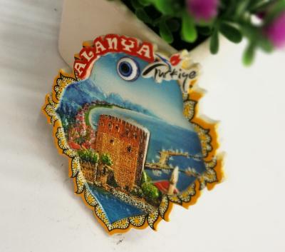 China Decoration Souvenir Resin 3d Fridge Tourist Alanya Turkey Magnet for sale