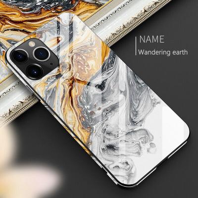 China Luxury Anti-drop Tempered Glass Case For 13 pro X XR XS 8 7 6 plus Tempered Glass TPU Back Cover Hard Marble Case For iPhone 13 for sale