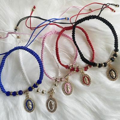 China TRENDY Virgin Mary Knotted Adjustable Religious Available in a variety of colors to choose from Bracelet for sale