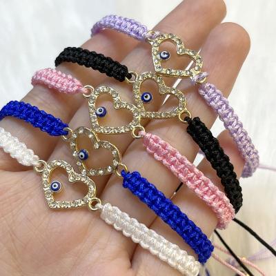 China Religious Wholesale Religion heart devil eye Can Worn By Men And Women As Gifts Or Prayer Hand-Woven Bracelet for sale