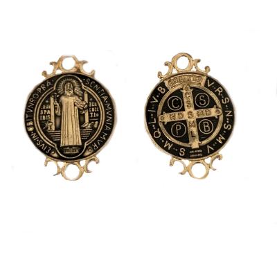 China High Quallity SaintBenedict Medal Double Sided Catholic Medals Favor Gifts Religious Charm Connector Bead Set of Multicolor Lace Pendant for sale