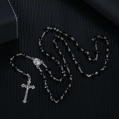 China Religion Crystal Beads Catholic Rosary Necklace Virgin Holy Land Baby Religious Cross Necklaces Men And Women Chris Multiple colors to ch for sale