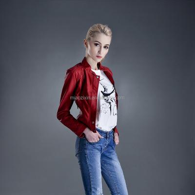 China Breathable Hot Sale Ladies Lattice Jacket PU Leather Jacket Women Motorcycle Leather Jacket for sale