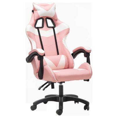 China Custom Red Leather Computer Gaming Chairs Adjustable Black PU Black Pink Color Home Office Ergonomic Chairs (Height) for sale