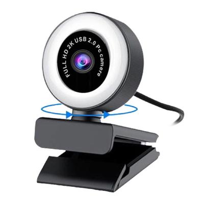 China Computer Meeting Laptop PC 1080p HD OEM Webcam 2K/5MP WebCamera Auto Focus with MIC and LED Ring Fill Light Webcam Computer PC for Live Broadcast VideoWork for sale