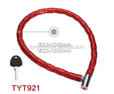 China Common Bicycle And Motorcycle Security 22X1200mm Bicycle Lock For Bicycle Safety With Colorful Cloth for sale