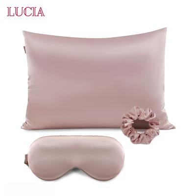 China PORTABLE Wholesale 3 Piece Satin Sleep Set Soft Pillow Cover Pillowcase, Scrunchie, Eye Mask for sale