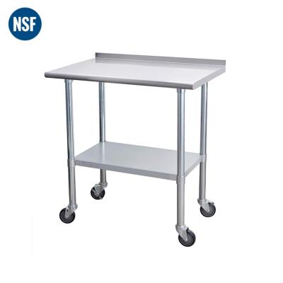 China Stainless Steel201/304 Stainless Steel Table With Caster Wheels Commercial Heavy Duty Prep Table With Adjustable Under Shelf For Restaurant Home Hotel for sale