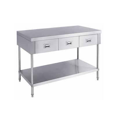 China Stainless Steel201/304 Commercial Restaurant Equipment Supplies Stainless Steel Kitchen Work Table with Gastronorm Pan Drawer Workbench for sale