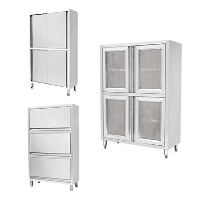 China Canteen Commercial Kitchen Stainless Steel201/304 Closet 4 Lockers Cleaning Cabinets Push and Pull Cupboard Stainless Steel Cupboards for sale