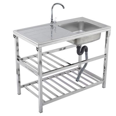 China High Grade Steel201/304 Stainless Steel Material Stainless Steel Free Standing Single Bowl Water Sink Single Drainer Sideboard Sink for sale