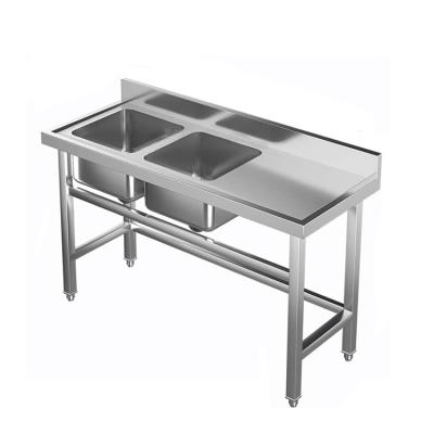 China Stainless Steel201/304 Sri Lanka custom commercial kichen sink table sus304 stainless steel bathroom double bowl sinks with faucet for sale