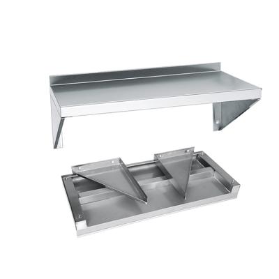 China Economical And Practical Stainless Steel201/304 Stainless Steel Wall Mount Kitchen Rectangular Shelf With Backsplash for sale