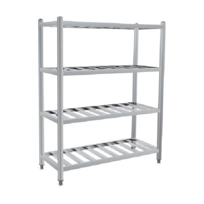 China Stainless Steel201/304 Kitchen Restaurant 4 Tiers Chrome and Powder Coated Metal Storage Wire Shelf/Adjustable Stainless Steel Storage Rack for sale