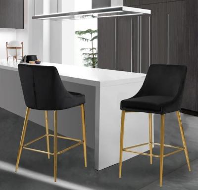 China Modern Design Luxury Upholstered Legs Shiny Gold Bar Chairs Bar Stool With Backrest for sale