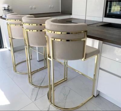 China Modern Hot Sales High Back Chair Stainless Steel Velvet Upholster Bar Chair PROM Stool For Home Hotel Wedding for sale