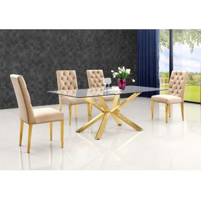 China Square Table Furniture Stainless Steel Table Legs And Modern Luxury Gold Glass Dining Chairs Customized By Luxury Factory for sale