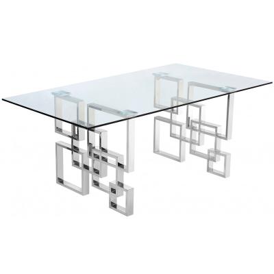 China New Modern Elegant High End Table Furniture Rectangular Luxury Stainless Steel Glass Table Retro Luxury Factory Customized for sale