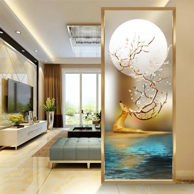 China CLASSIC Modern Minimalist Porch Light Glass Entrance Decoration Home Room Divider Screen Living Room Luxury Folding Blocking Screen for sale