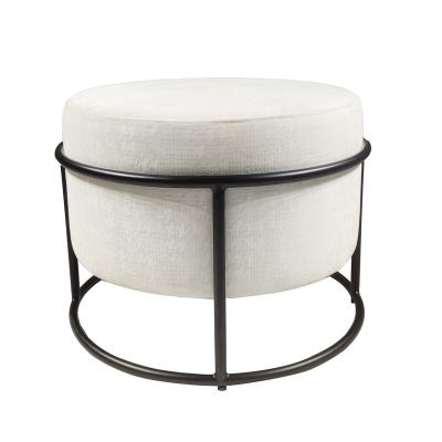 China Removable Cover Frame Steel Canvas Cushion Modern Gold Polished Round Stool For Lounge Club Bar Outdoors for sale