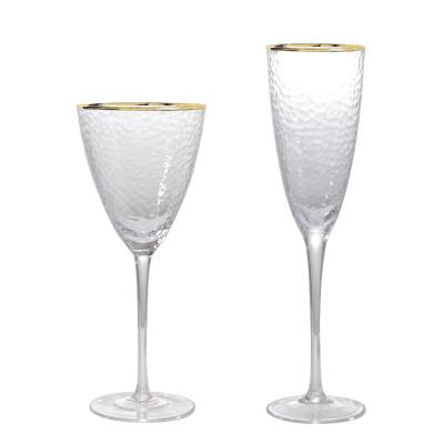 China New Phnom Penh hammer hammered Champagne Glass European Style Bar home creative conical goblet for sale