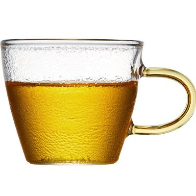 China 100ML Sustainable Heat Resistant Tea Mug With Hammered Glass Handle for sale