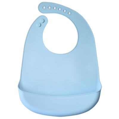 China Food grade silica gel silicone baby bib is waterproof and oil-proof, adjustable and environmental friendly silicone bib for sale