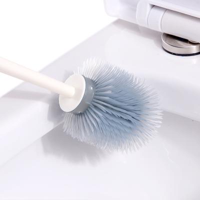 China Long Handle Non-Piercing Non-Dead Durable Silicone Soft Hair Toilet Corner Cleaning Brush for sale