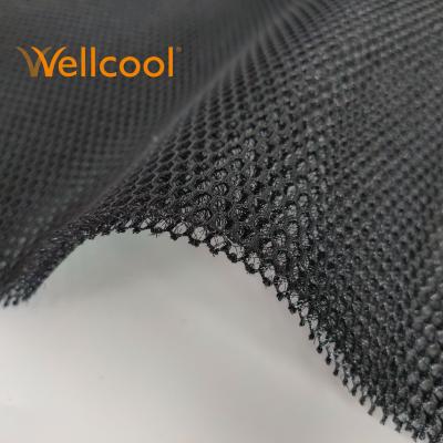 China Memory free sample black 6mm thickness honeycomb polyester air mesh spacer knit fabric with 4mm meshhole for sale