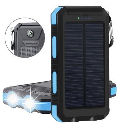 China Outdoor high quality waterproof 10000 6 mAh fast charging support solar power bank, charge all mobile phones for sale