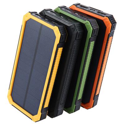 China Fast Charge Dual USB Support Connect Waterproof 20000 mAh High Capacity Solar Power Bank LED Outdoor Strong Light Charger for sale