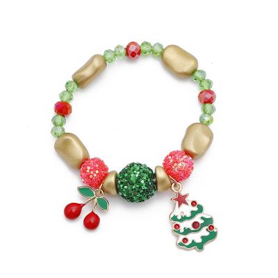 China New Arrival Cute Santa Claus Christmas Tree Bracelet Alloy Drop Oil Bracelet for Kids for sale