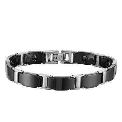 China Hot Selling Health Jewelry Vintage Titanium Strap Ceramic Steel Bracelet Magnetic Link Bracelet for sale