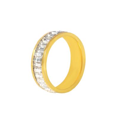 China CLASSIC Rectangular Inlaid Stainless Steel Zircon Rings Of European And American Light Luxury Couples for sale