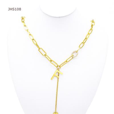 China Fashion Charm JHS107 Hot Sale 18K Gold Letter-F Chain Stainless Steel Necklace, Women's Jewelry Necklace for sale