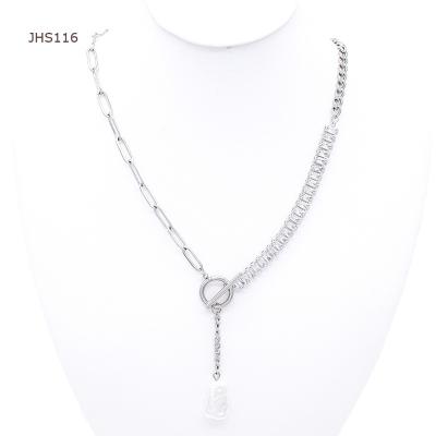 China Fashion Charm Women's Jewelry Necklace Zircon Chain 3mm Stainless Steel Silver Cuban Necklace JHS116 for sale