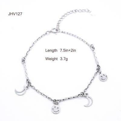 China Wholesale Jewelry JHV127 925 925 Women's Fashion Smiling Moon Sterling Silver Silver Punks Bangles for sale