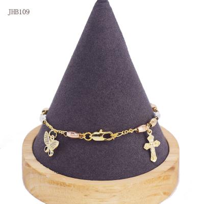 China Fashion JHB109 Fashion 18K Gold Plated Three Color Double Pendant Bracelet for sale