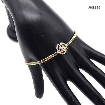 China JHB135 18K High Quality Gold Zircon Women's Bracelet Cute Pink Eye Bracelet for sale