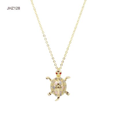 China Fashion charm JHZ128 18k gold necklace women's three-color turtle jewelry copper necklace for sale