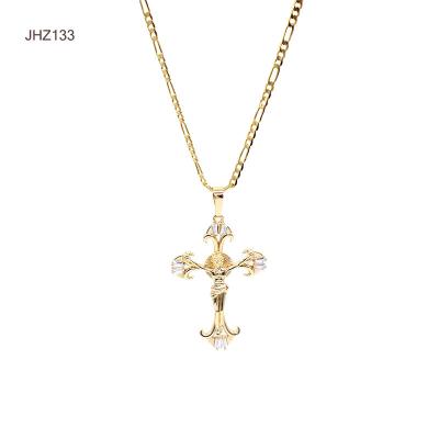 China Fashion Charm JHZ133 18k Gold Jewelry Necklace Jewelry Religious Cross Pendant Necklace for sale