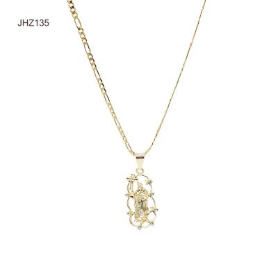 China Fashion Charm JHZ135 18k Gold Necklace Virgin Mary Cross Jewelry Religious Diamond Pendant Necklace for sale