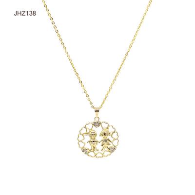 China JHZ138 Fashion Charm Necklace 18k Gold Couple Cute Pendant Jewelry Necklace for sale