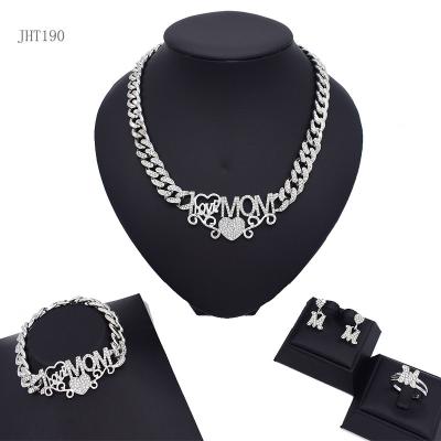 China JHT190 High Quality High Quality Silver Jewelry Cuban Mom I Love Your Women's Silver Jewelry Set for sale