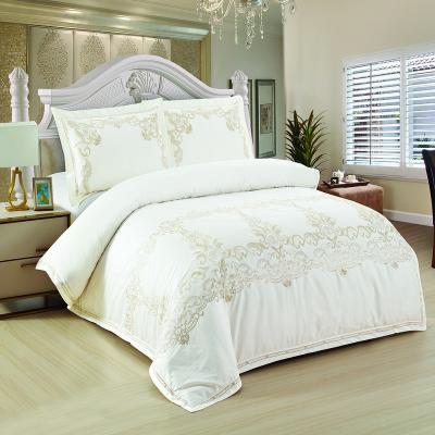 China New Nondisposable Luxury Satin Bed Four-Piece Hotel Home Jacquard Bedding Set for sale